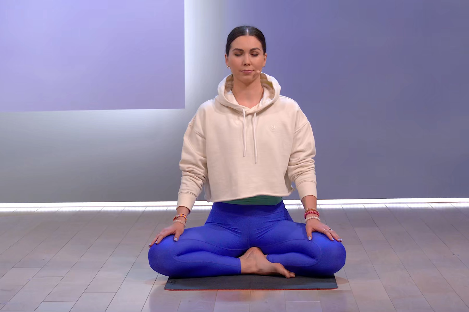 Nico Sarani practicing yoga breathing