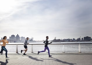 Runners outside try to achieve a negative split during a race