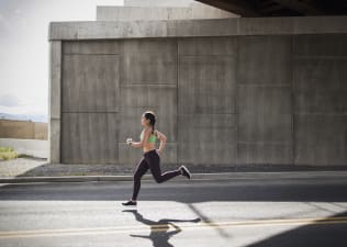 Woman does a sprint workout outside