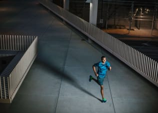 Man running at night