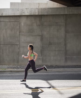 Woman does a sprint workout outside