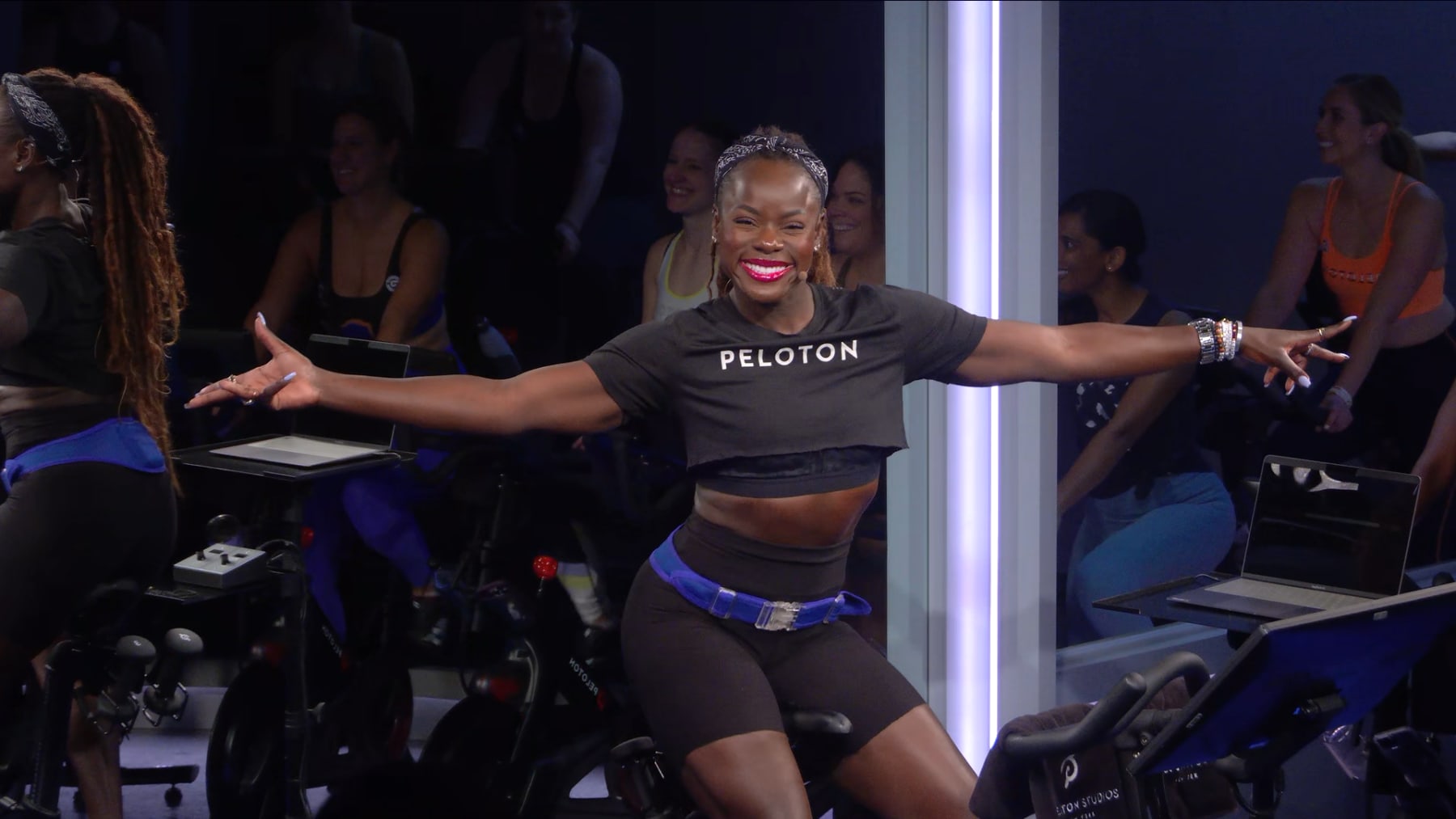 Peloton ride in studio top