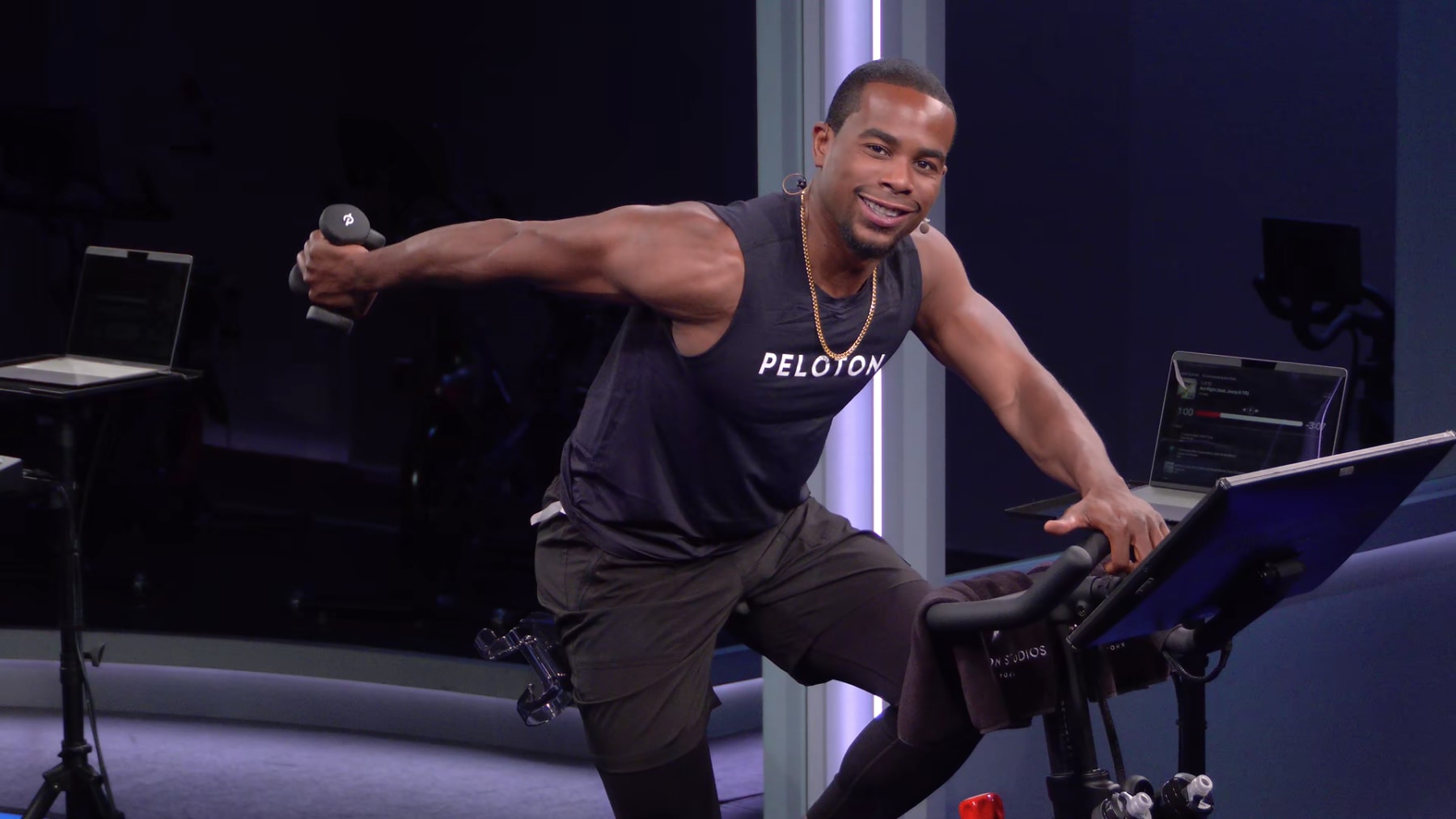 Peloton ride in studio top