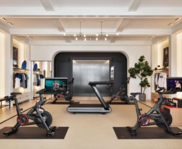 showroom with peloton bikes and tread