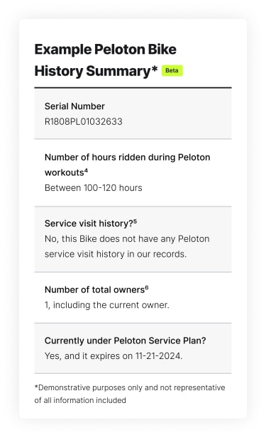 Peloton Used Bike History Summary