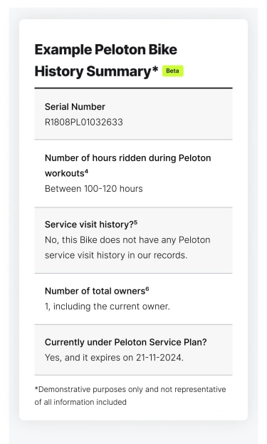 Peloton Used Bike History Summary