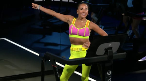 Susie Chan on the Peloton Tread smiling
