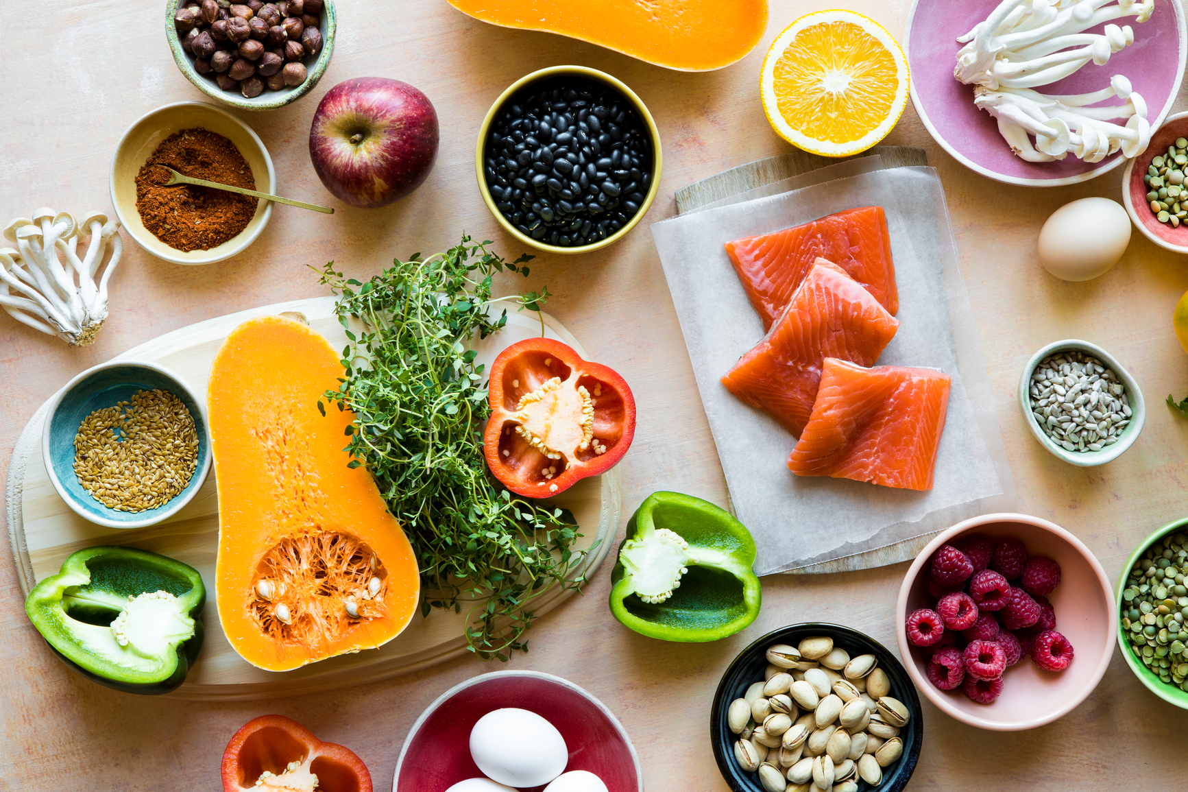 Fresh food on table