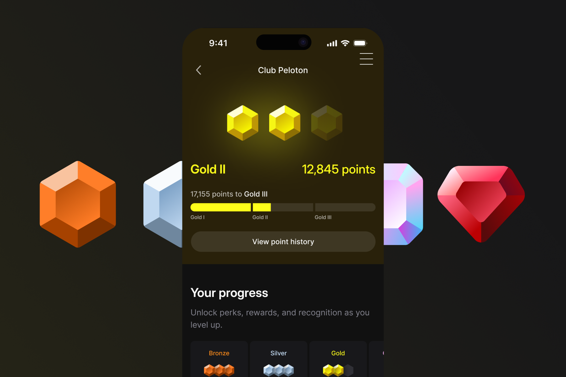 Phone screen shows Club Peloton feature