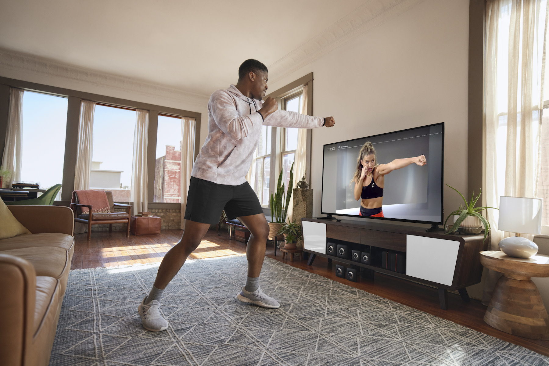 Peloton member doing a shadowboxing cardio workout