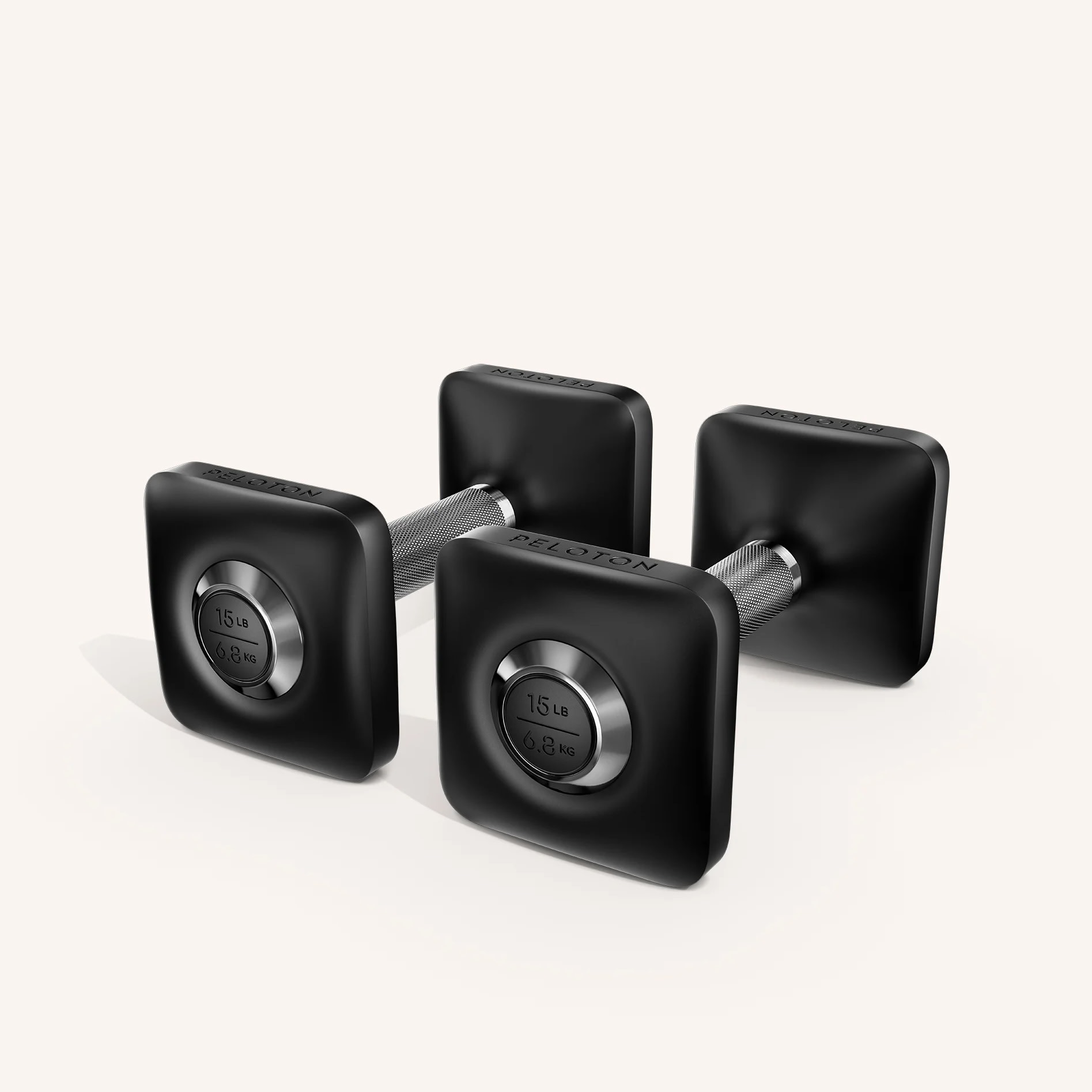 A pair of 15-pound Peloton dumbbells as part of a list of Peloton Bike accessories.