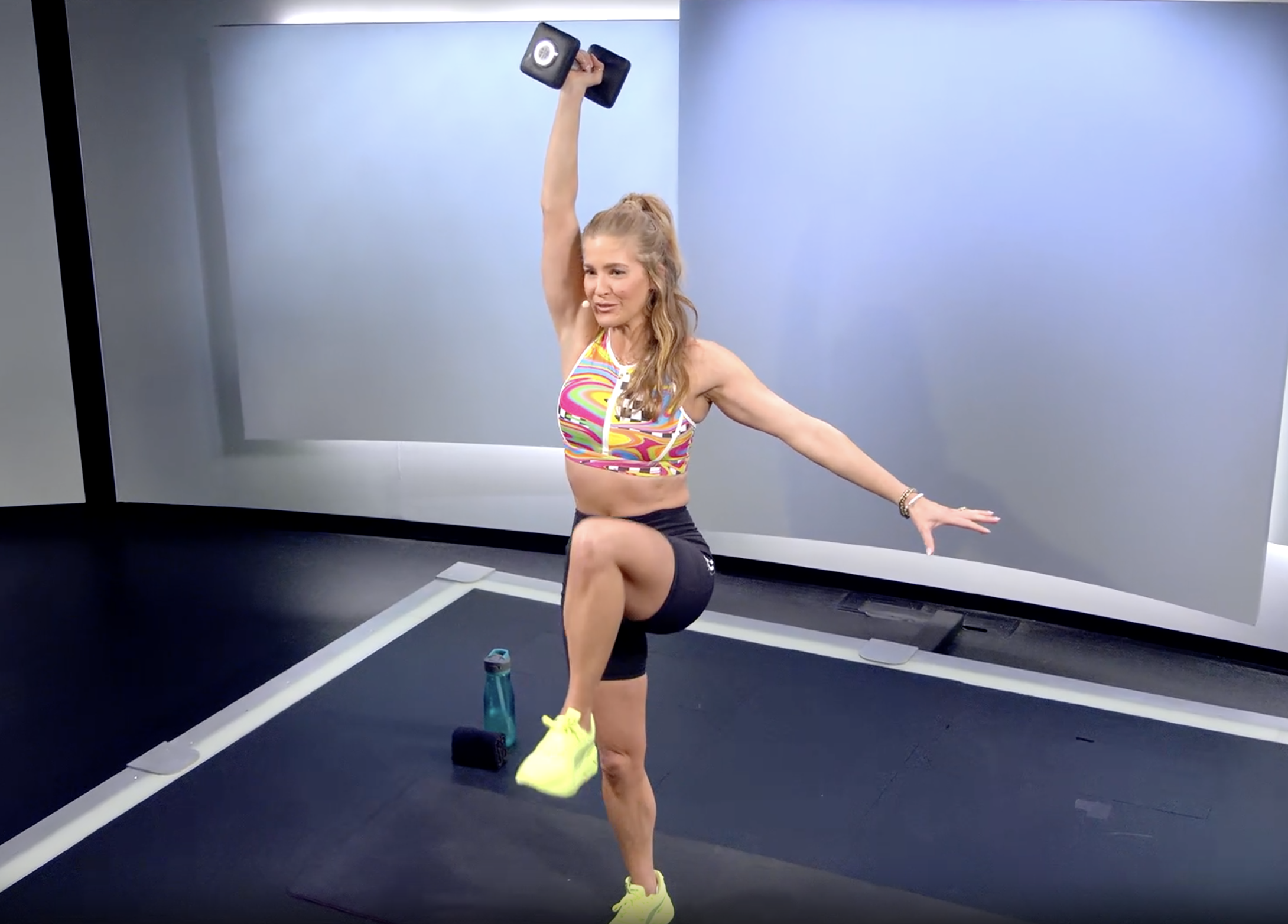 Rebecca Kennedy demonstrates standing core exercise 