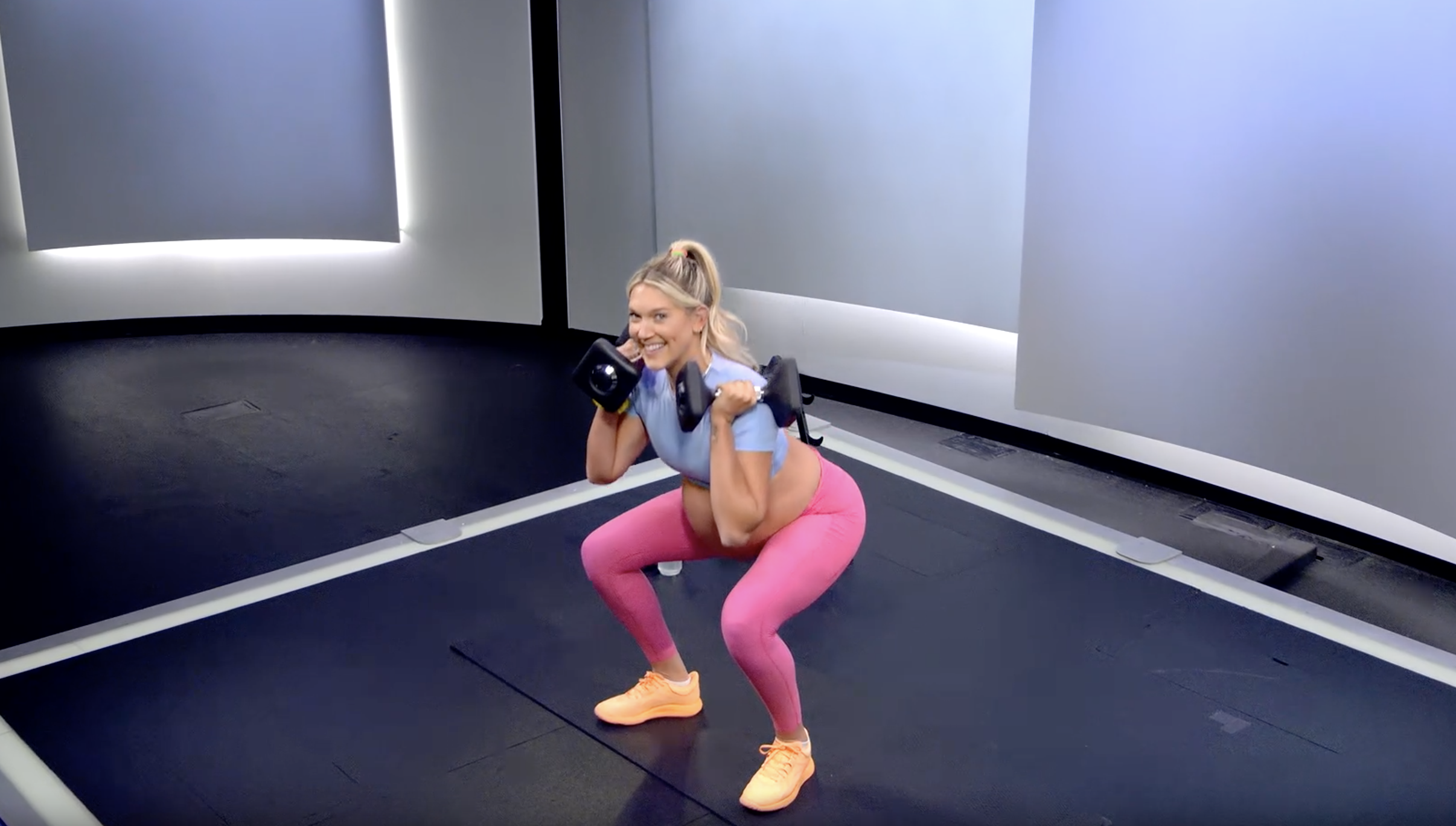 Callie Gullickson teaches a Peloton strength training class 