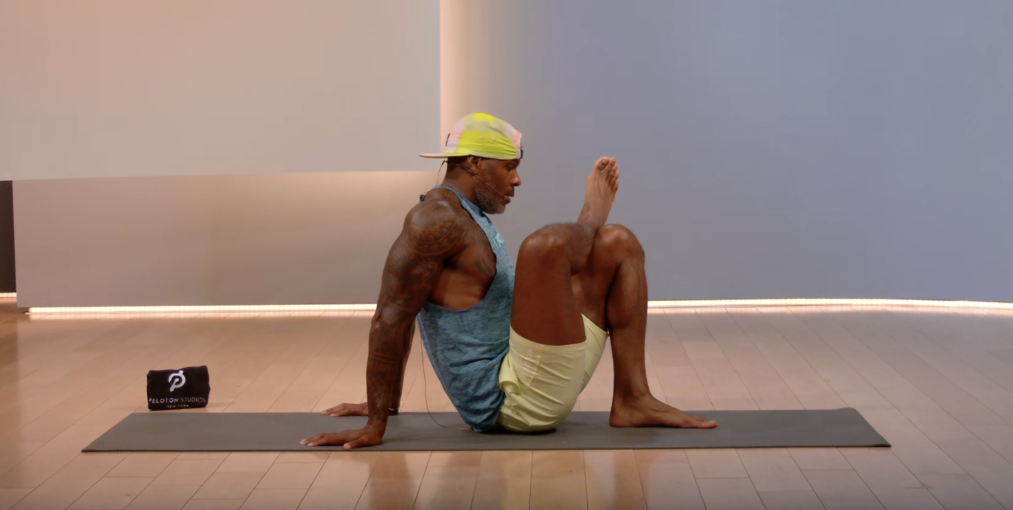 Adrian Williams does a seated Piriformis stretch