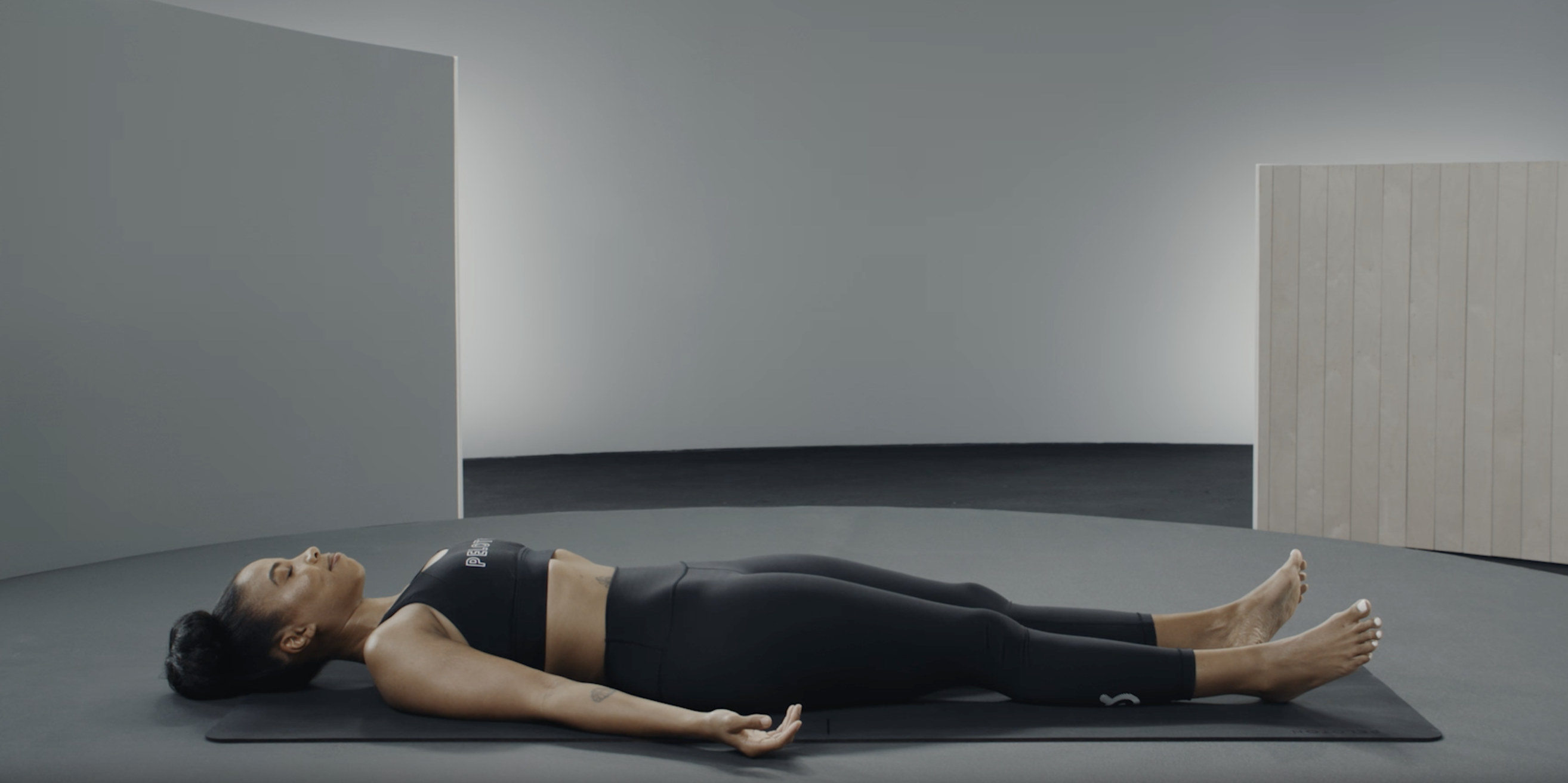 Dr Chelsea Jackson Roberts demonstrates Savasana 