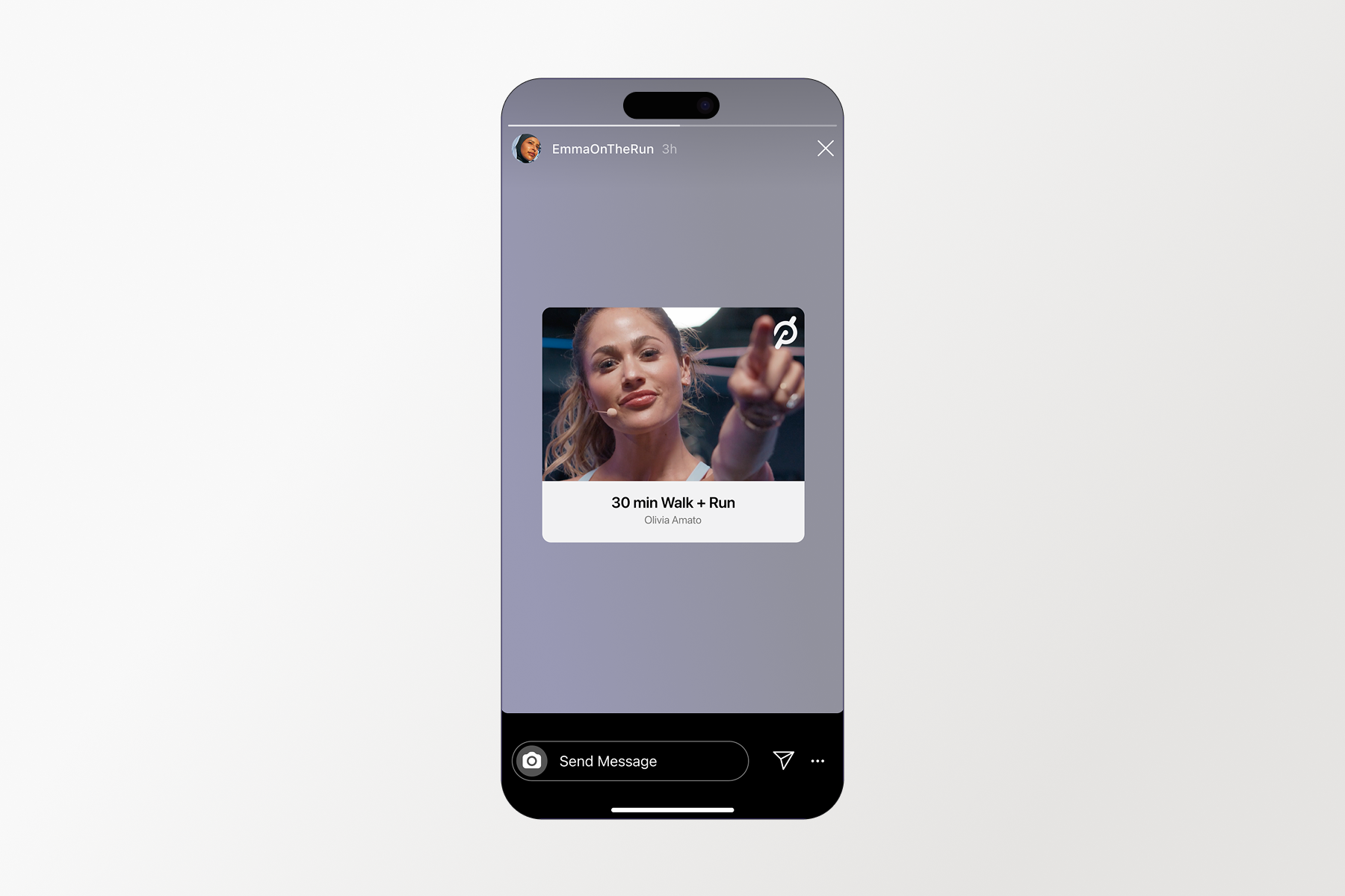 Sharing an Olivia Amato 30 min Walk + Run class to Instagram stories
