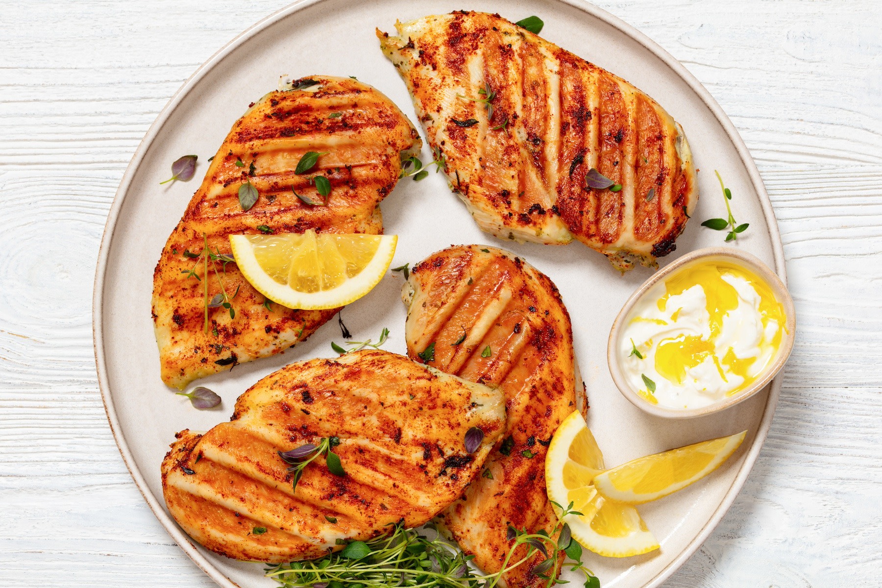 A plate of chicken cutlets, which are lean proteins.