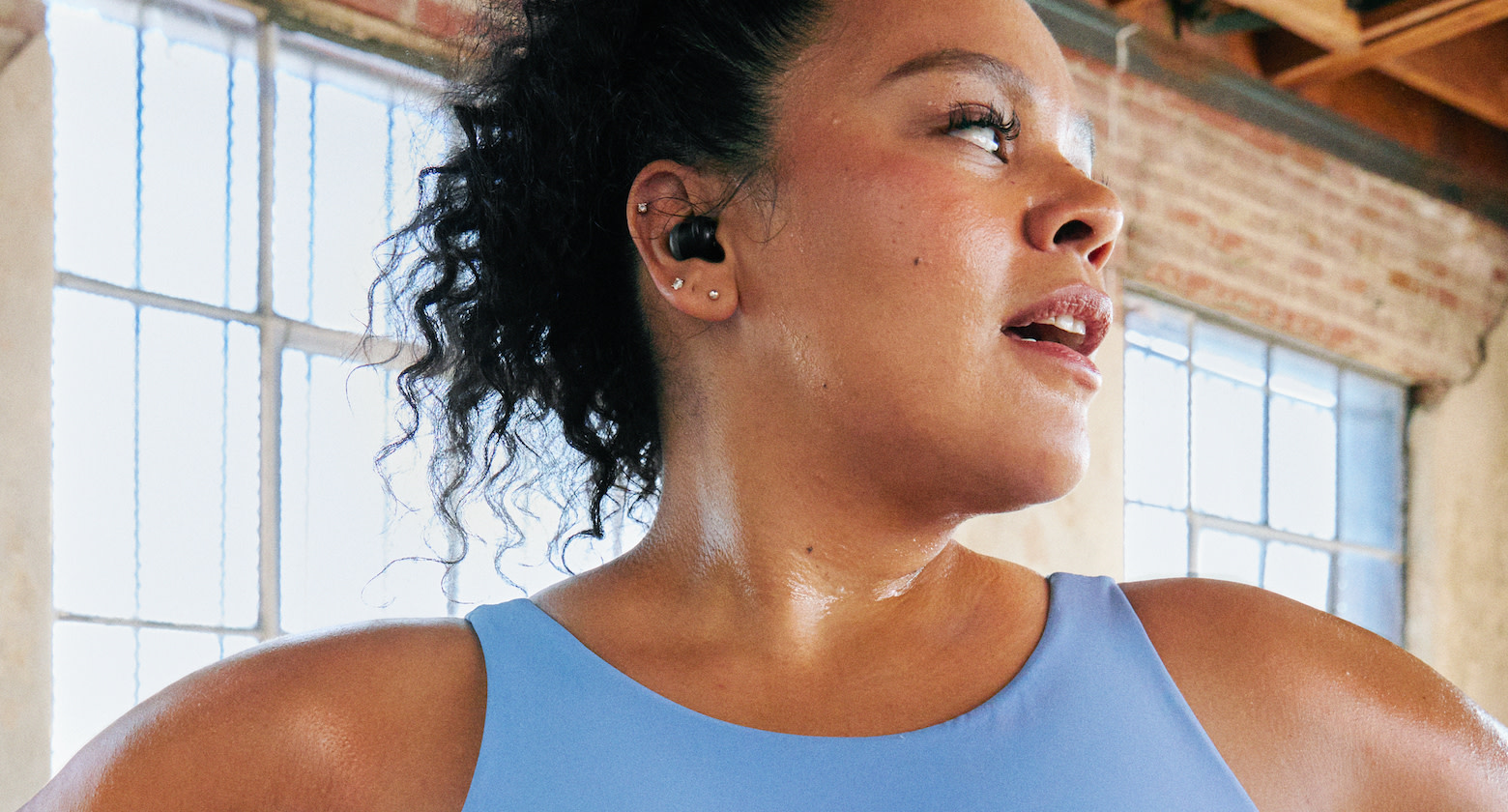 Side profile of woman after workout