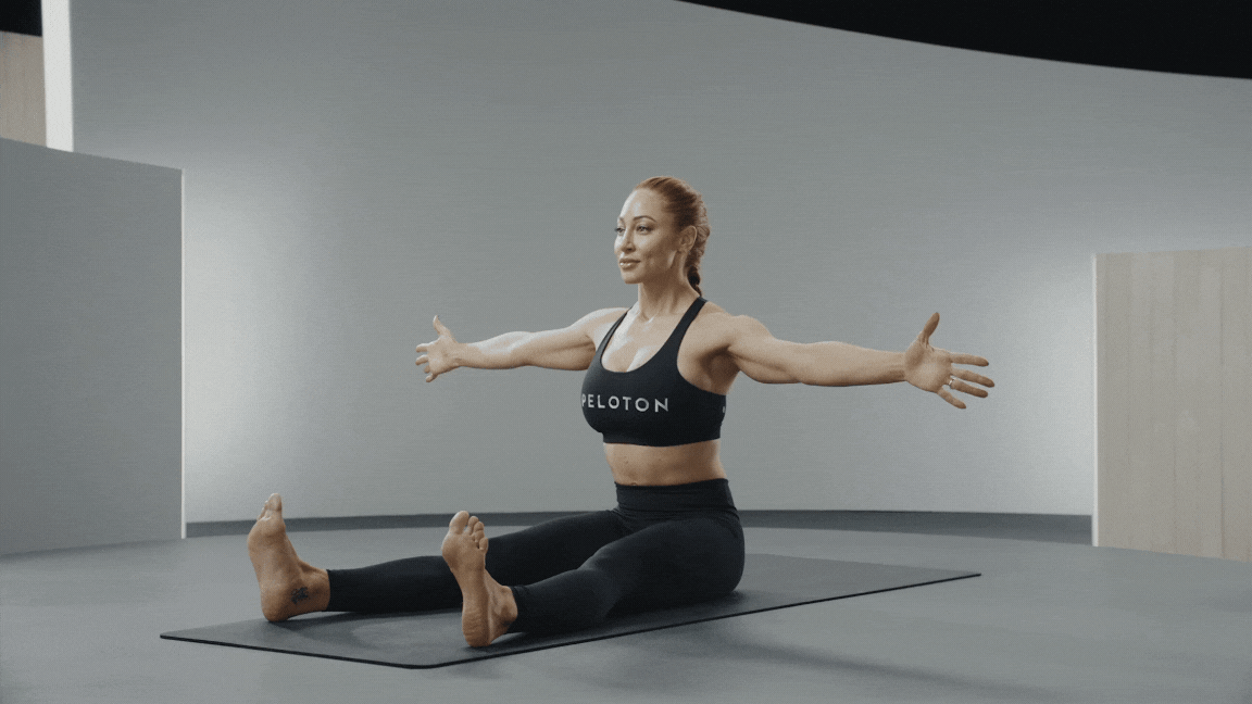 Jess King demonstrates a Saw Pilates exercise