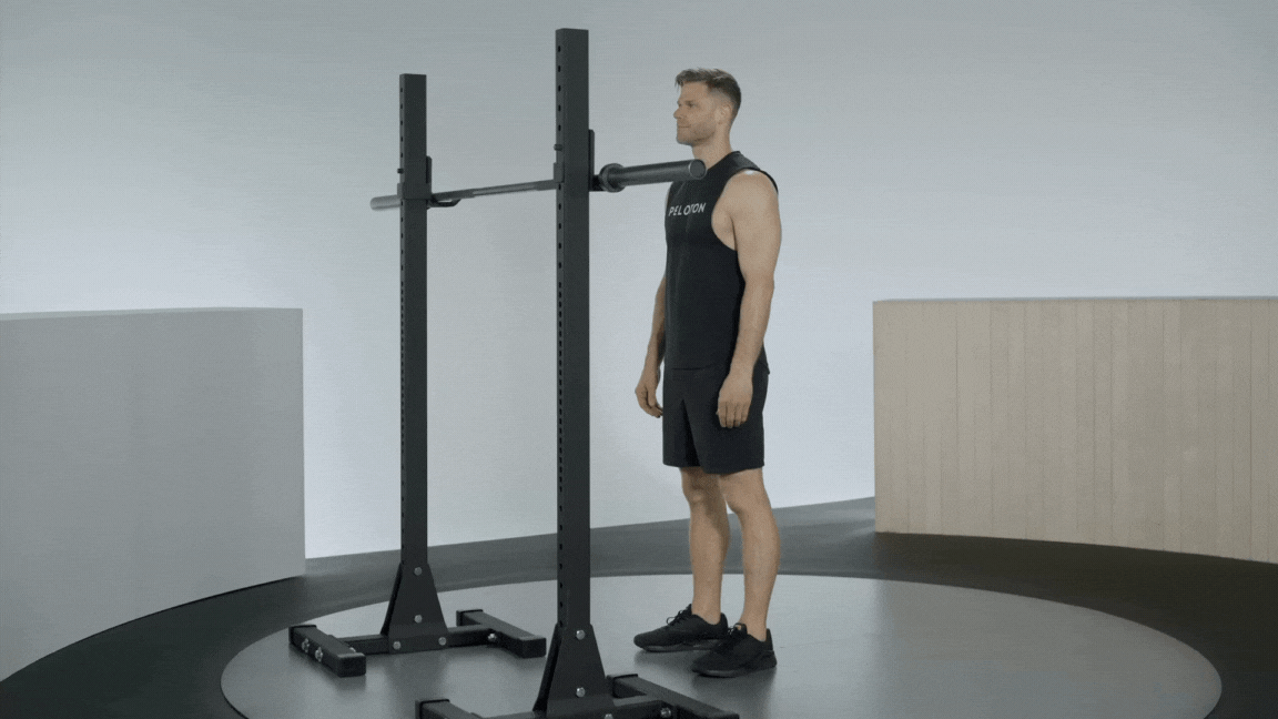 Andy Speer demonstrates a barbell front squat