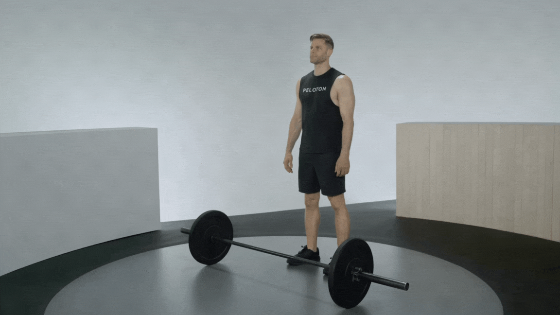 Andy Speer demonstrates a barbell clean exercise 