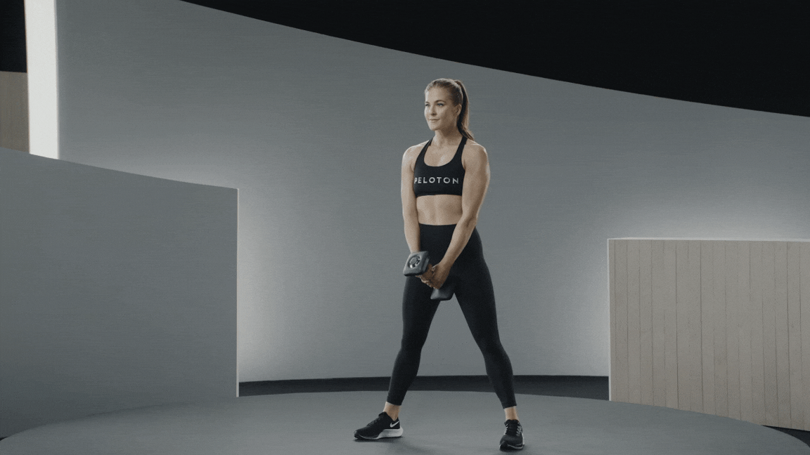 Rebecca Kennedy demonstrates a woodchop exercise