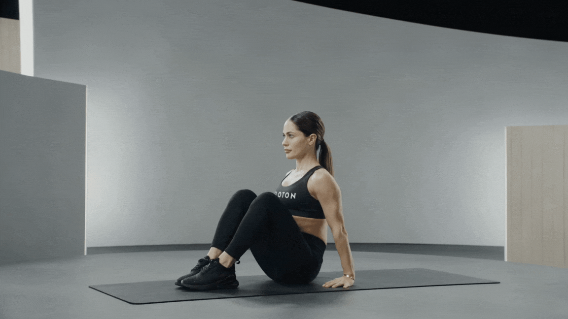 Olivia Amato demonstrates a V-Sit exercise 