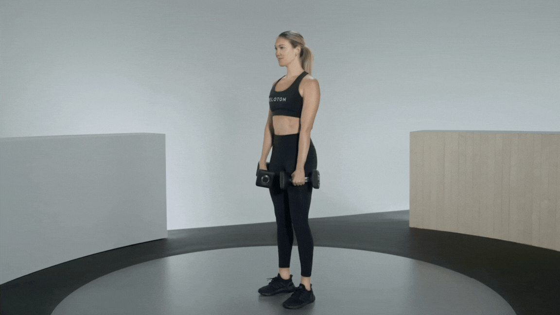 Peloton instructor Callie Gullickson demonstrates how to do a Romanian deadlift (RDL) with proper form.