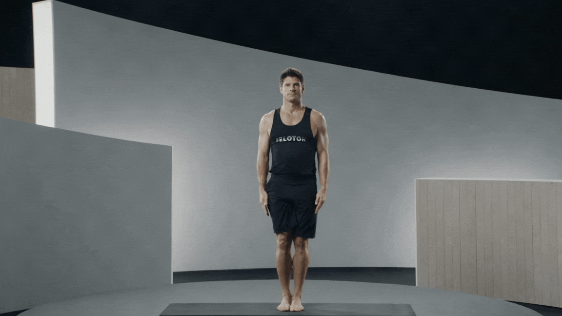 Peloton instructor Denis Morton demonstrates Tree Pose as an easy yoga pose.