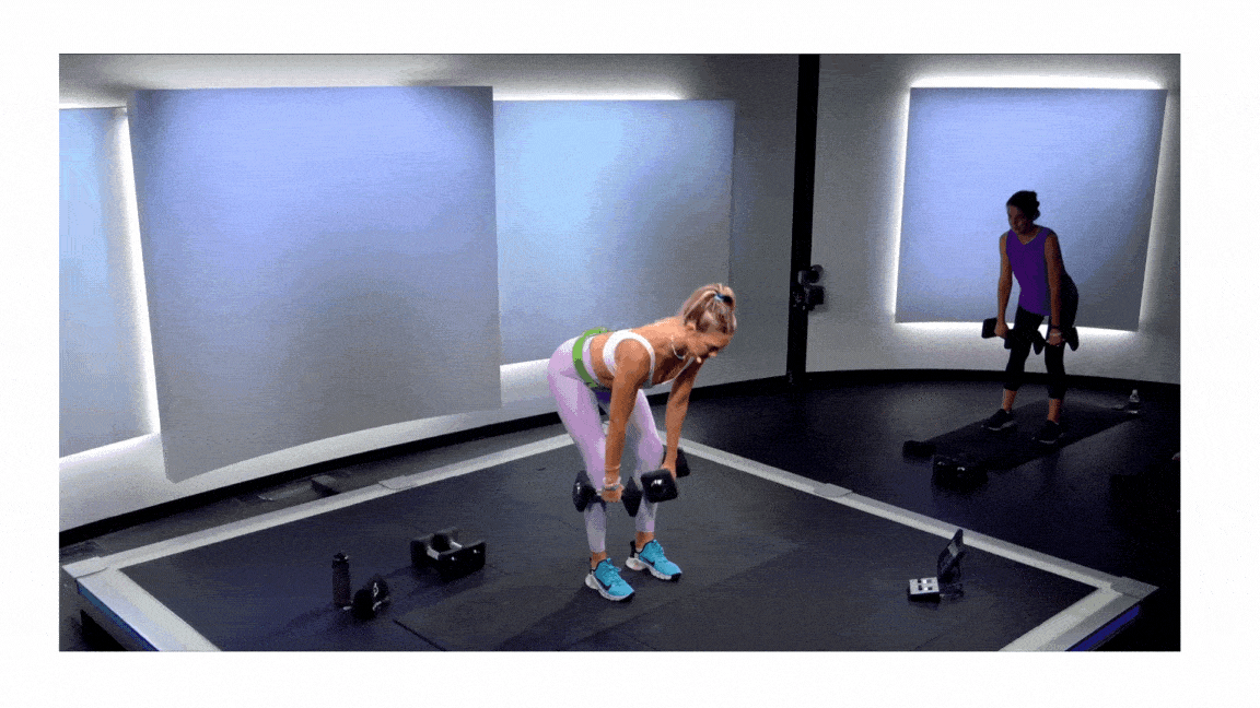 Peloton instructor Callie Gullickson does a romanian deadlift 