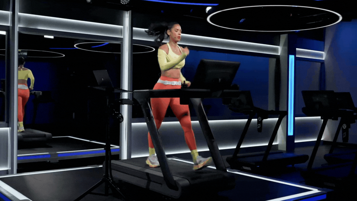 Peloton instructor Kirsten Ferguson teaches a power walk class on the Peloton Tread that involves interval walking training.