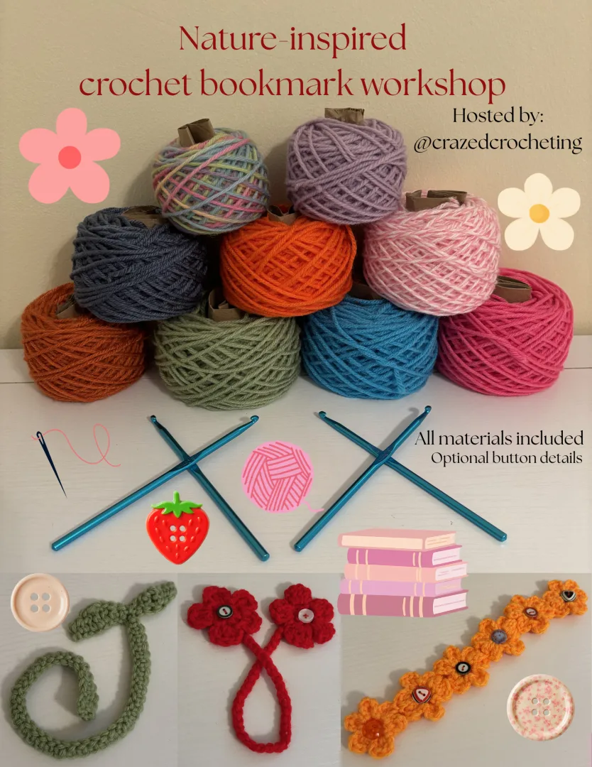 Nature-Inspired Crocheted Bookmark Workshop with Crazed Crocheting