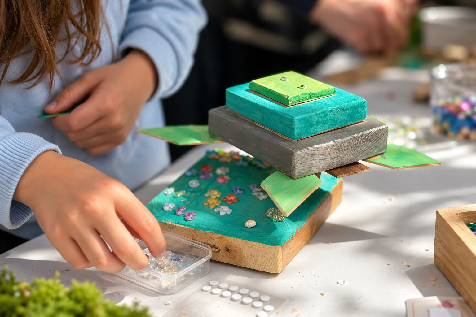 Child Crafting a Sparkling Wooden Turtle.png