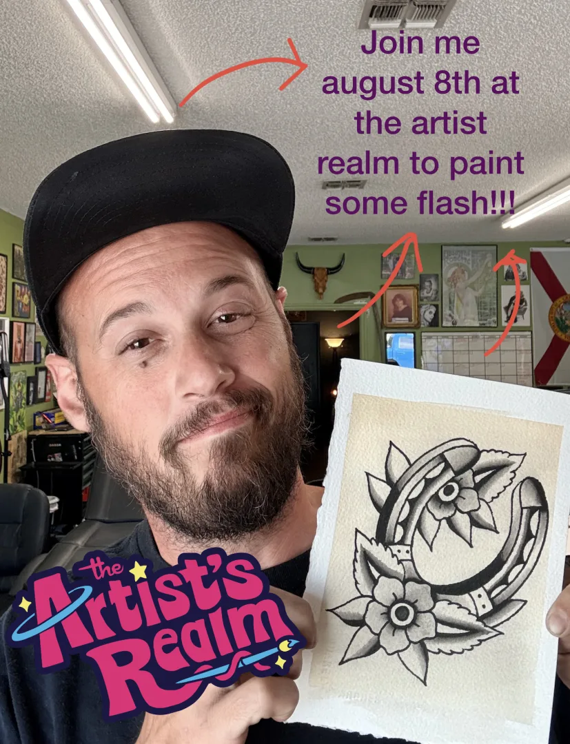 Traditional Tattoo Flash Painting Experience with Tattoos by James