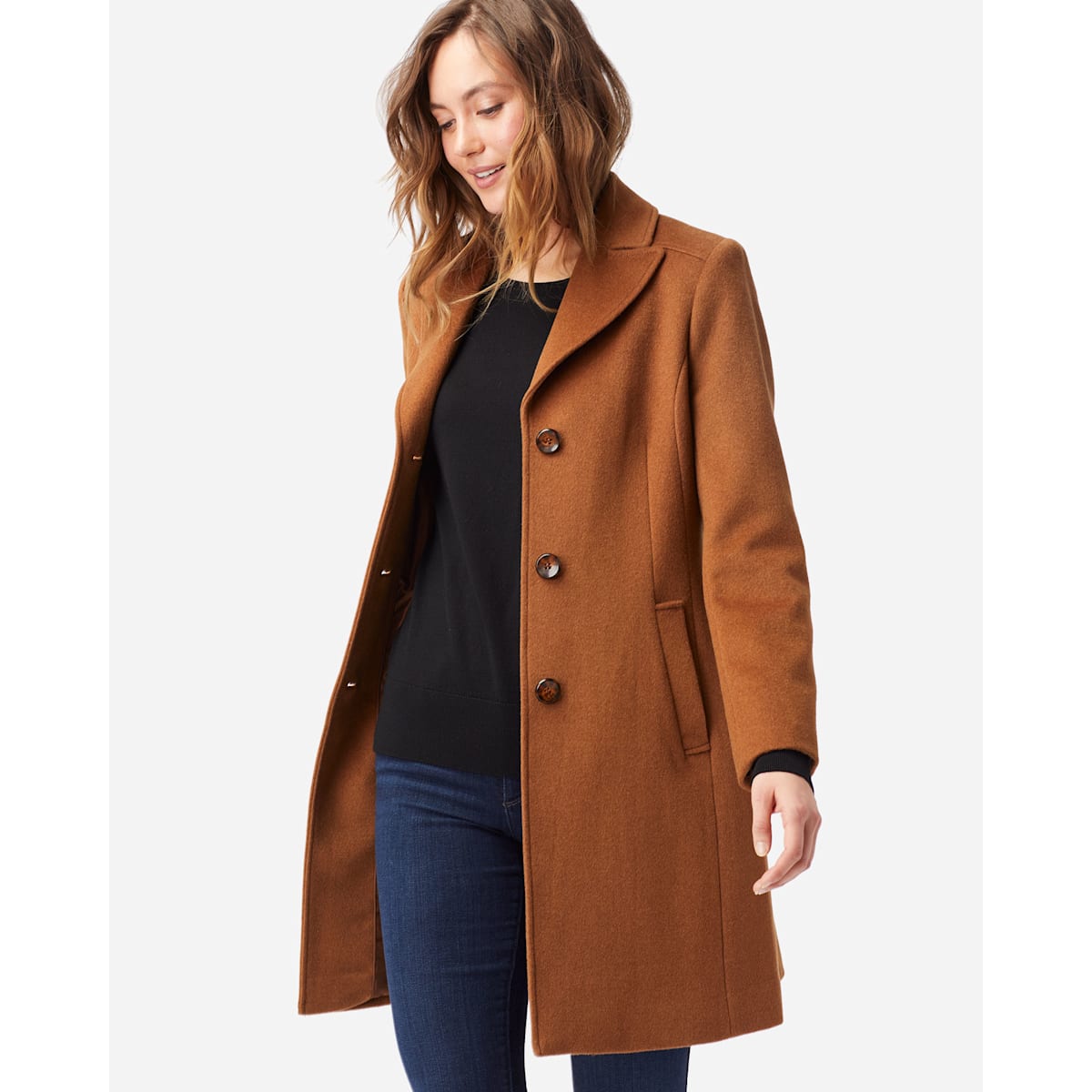 Solid Notch Lapel 3-Button Walker Coat Calvin Klein® USA 