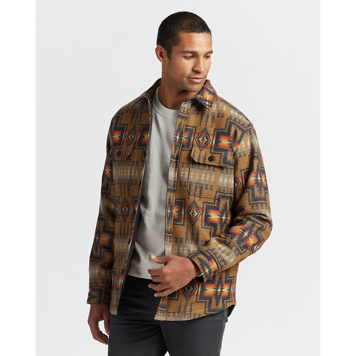 Men S Harding Jacquard Quilted Shirt Jacket Pendleton