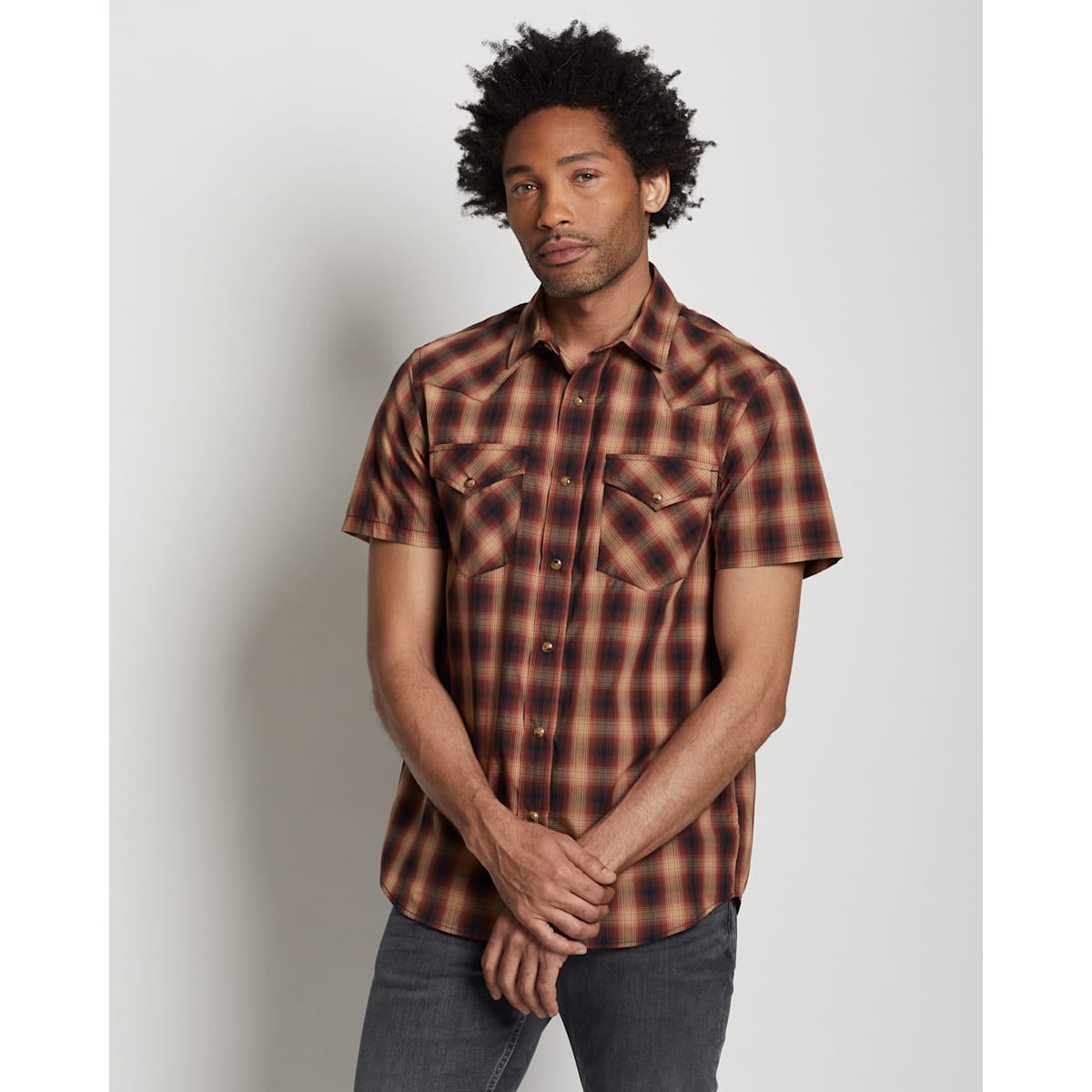 mens short sleeve red dress shirt