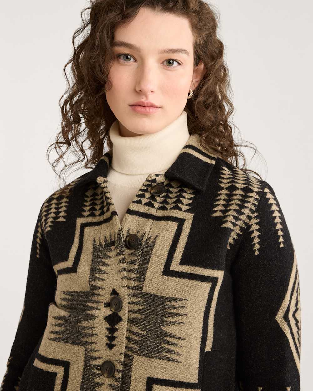 ALTERNATE VIEW OF WOMEN'S HARDING WILLA JACKET IN BLACK/TAN HARDING JACQUARD image number 5