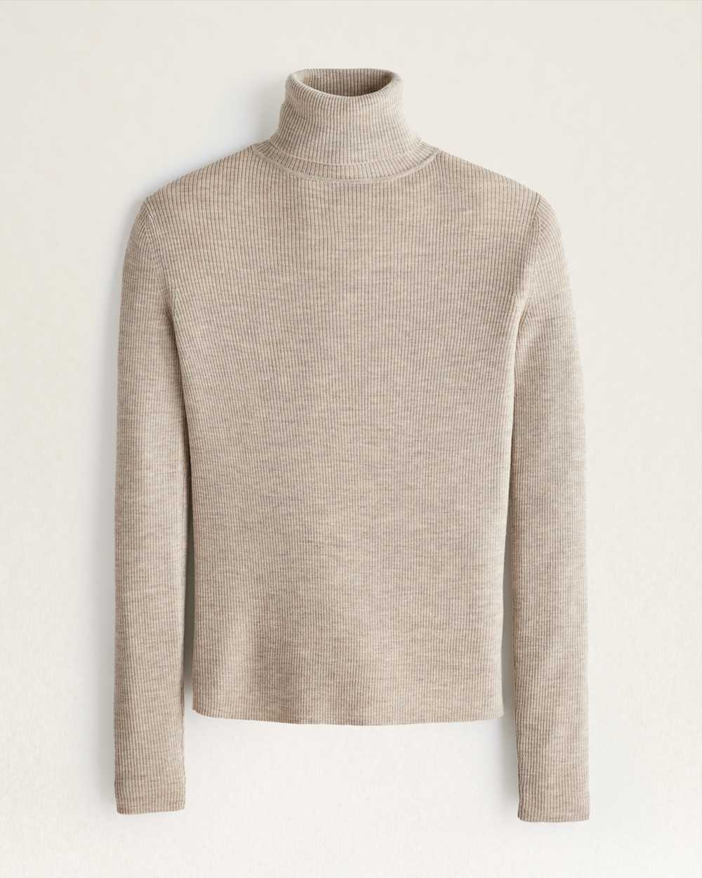 WOMEN'S FITTED MERINO TURTLENECK IN TAUPE HEATHER image number 1