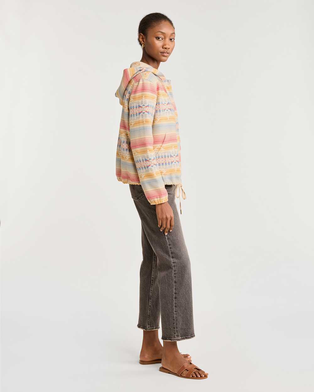 ALTERNATE VIEW OF WOMEN'S LIGHTWEIGHT DOUBLESOFT HOODIE IN IVORY HIGHLAND PEAK MULTI image number 2