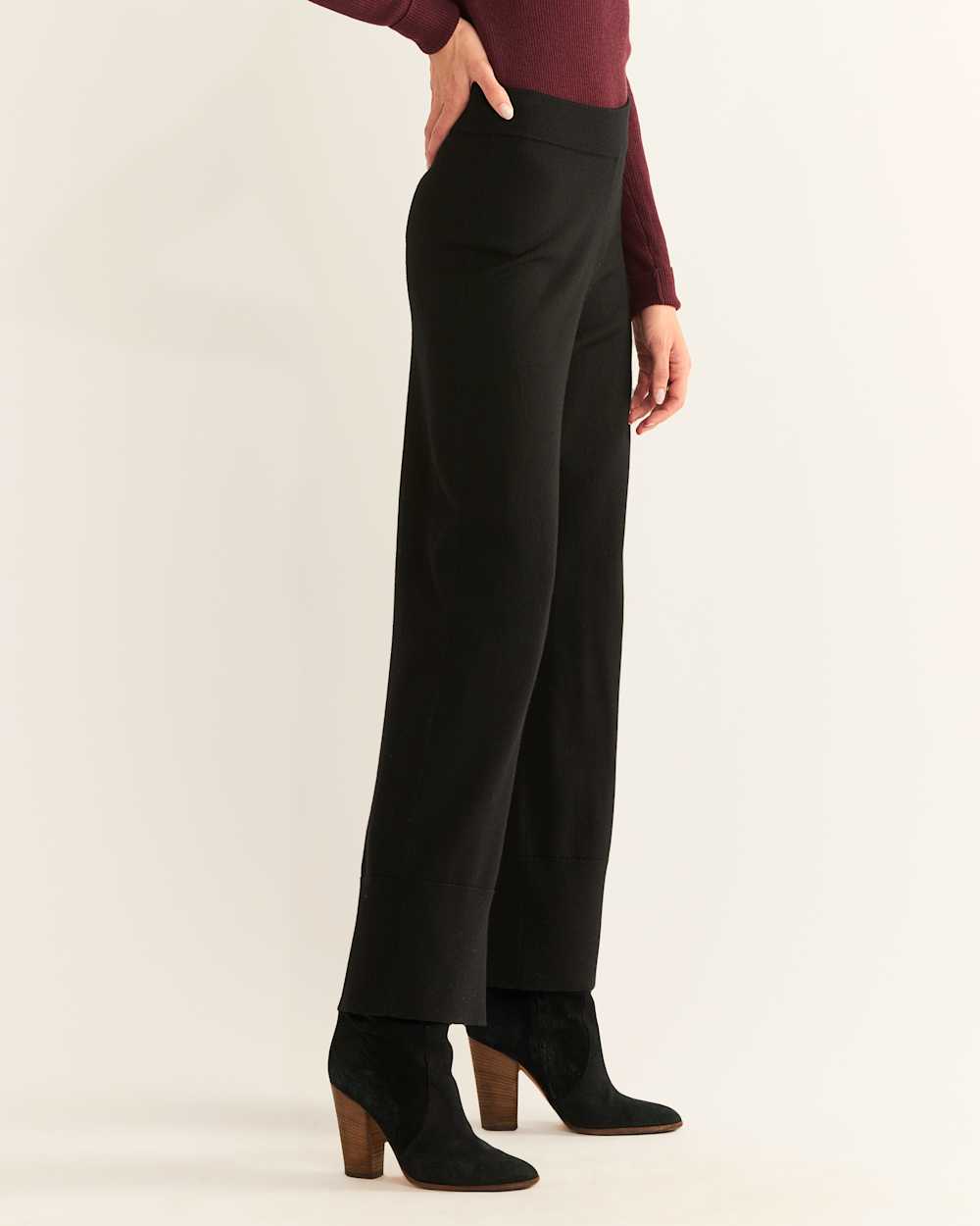 ALTERNATE VIEW OF WOMEN'S MERINO KNIT PANTS IN BLACK image number 6