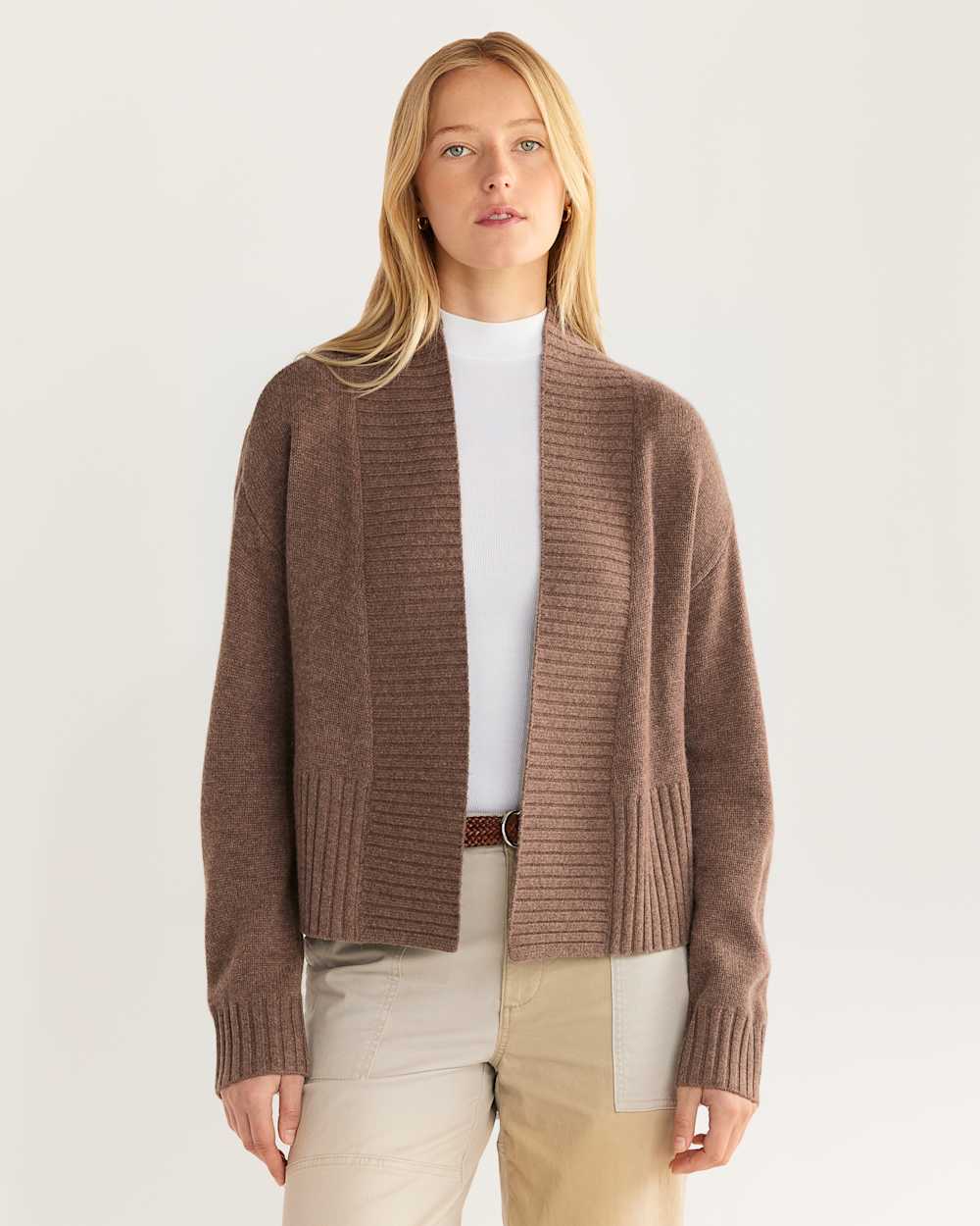 WOMEN'S MERINO/CASHMERE CARDIGAN IN BROWN image number 1