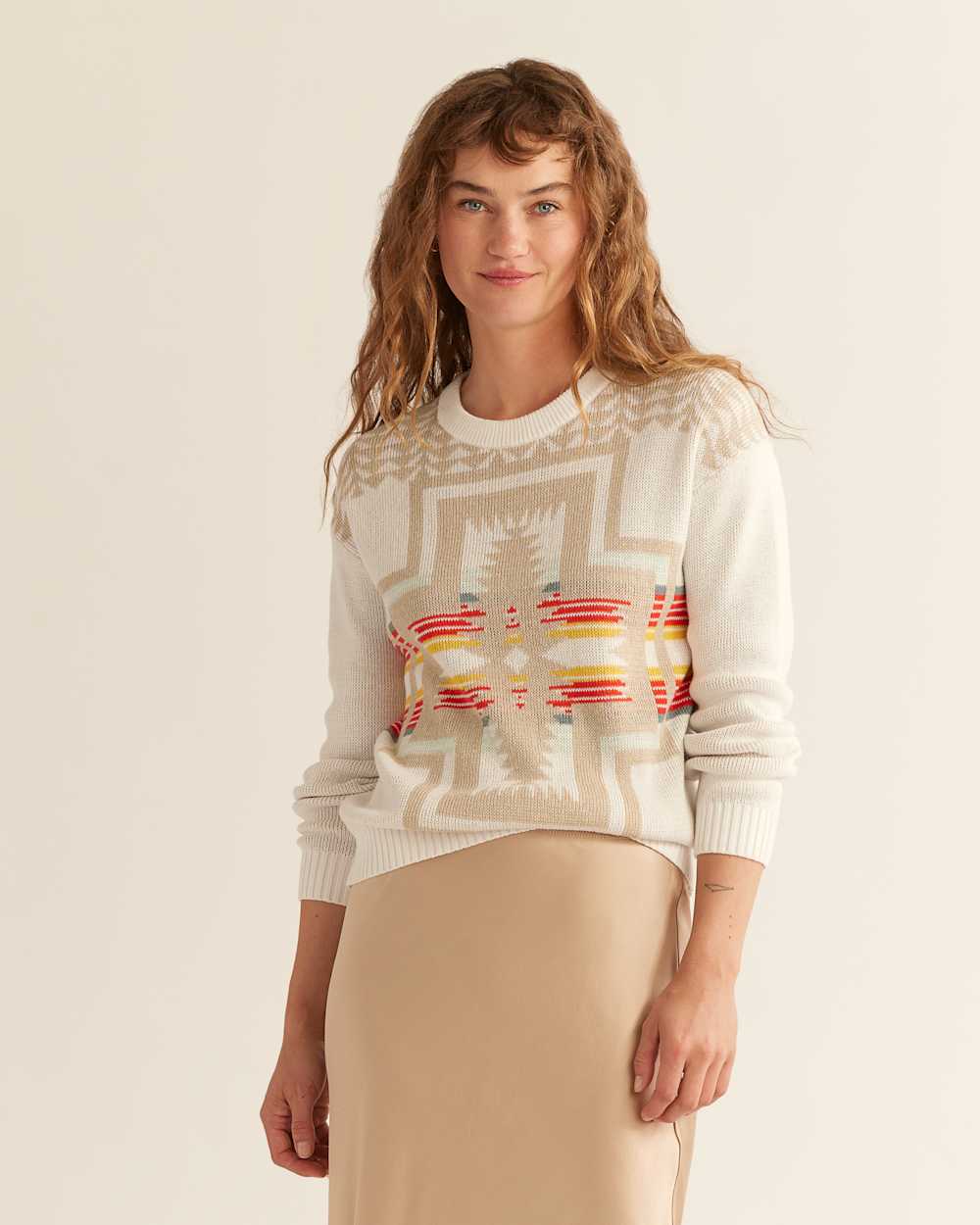 WOMEN'S MONTERA COTTON PULLOVER IN WHITE MULTI HARDING image number 1