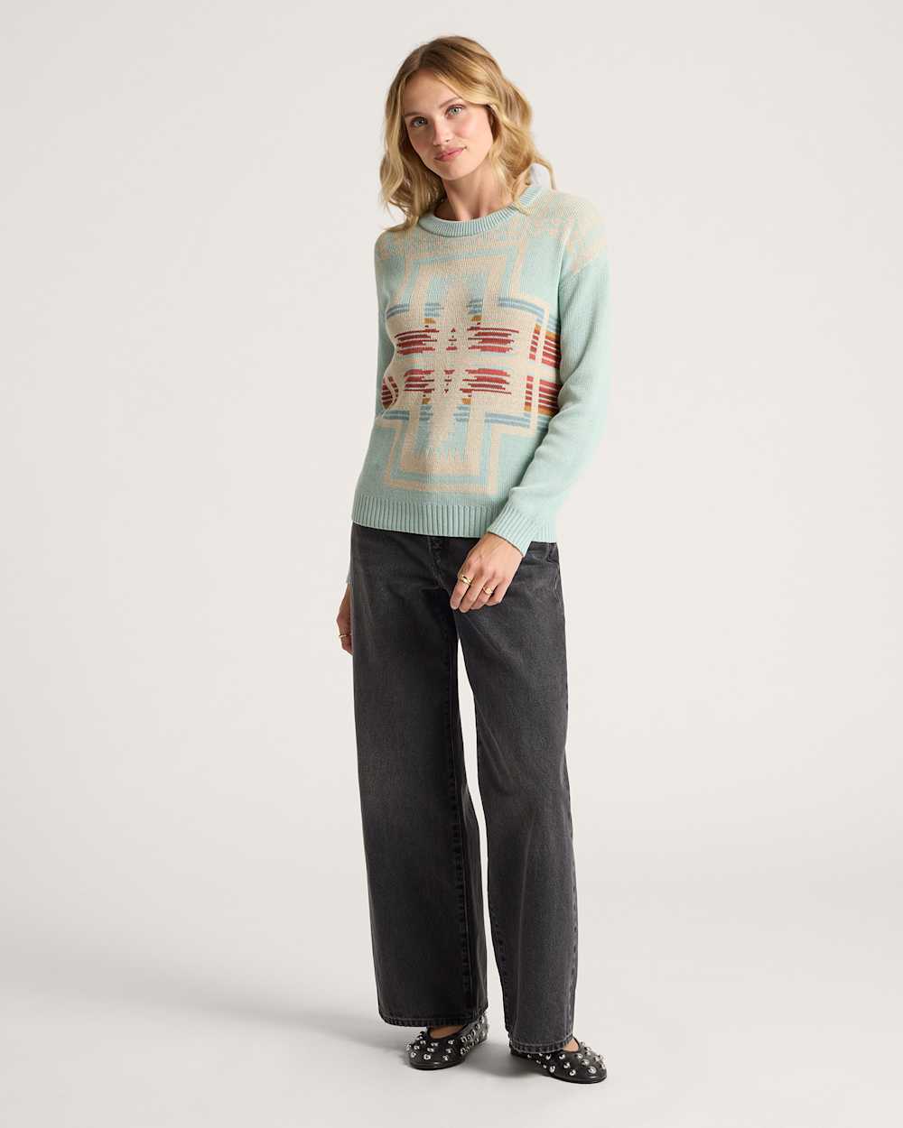 ALTERNATE VIEW OF WOMEN'S MONTERA COTTON SWEATER IN SEAFOAM HARDING image number 4