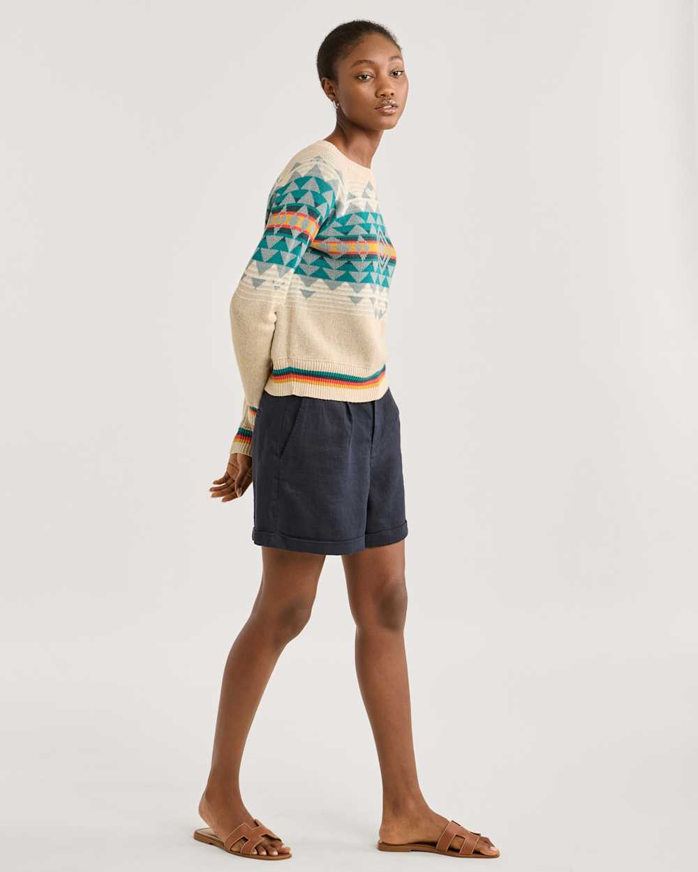 ALTERNATE VIEW OF WOMEN'S HIGHLAND PEAK COTTON SWEATER IN IVORY image number 2