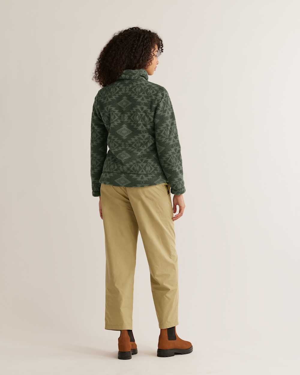 ALTERNATE VIEW OF WOMEN'S SNAP-FRONT FLEECE JACKET IN DARK GREEN SACRED STAR image number 3