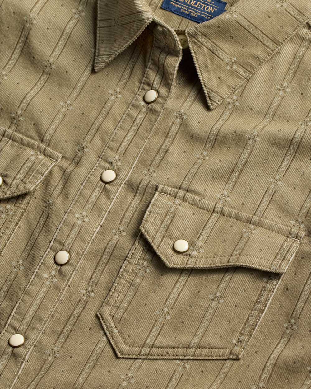 ALTERNATE VIEW OF WOMEN'S PRINTED CORDUROY GAMBLER SHIRT IN SAGE GREEN image number 6