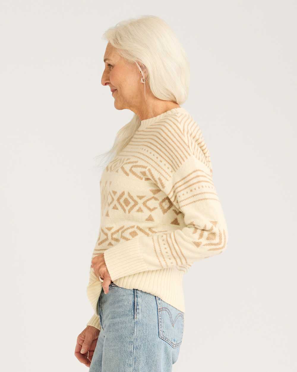 ALTERNATE VIEW OF WOMEN'S DISCOVERY ALPACA/MERINO SWEATER IN IVORY MULTI image number 2