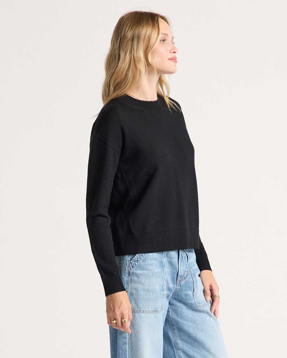 ALTERNATE VIEW OF WOMEN'S MERINO SWEATER IN BLACK image number 3