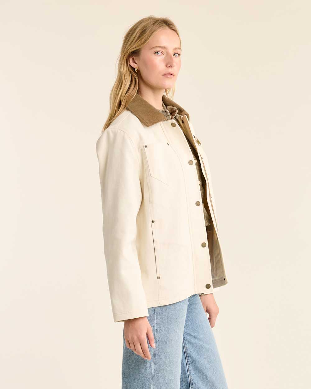 ALTERNATE VIEW OF WOMEN'S HAZEL CANVAS SWING JACKET IN BONE image number 3